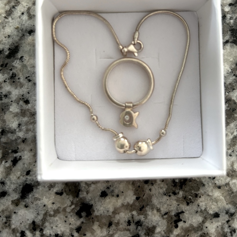 Clio Blue France,  sterling ring and bracelet with cute fish accents.